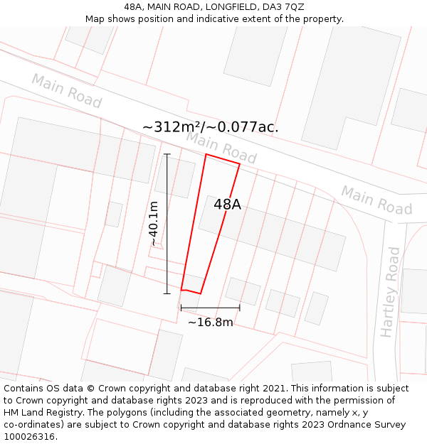 48A, MAIN ROAD, LONGFIELD, DA3 7QZ: Plot and title map