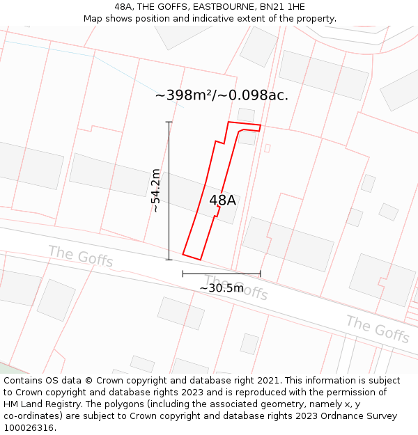 48A, THE GOFFS, EASTBOURNE, BN21 1HE: Plot and title map