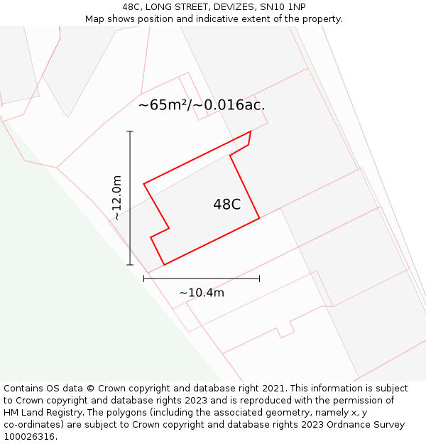 48C, LONG STREET, DEVIZES, SN10 1NP: Plot and title map