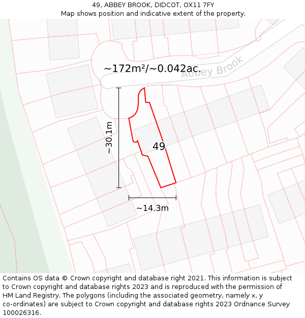 49, ABBEY BROOK, DIDCOT, OX11 7FY: Plot and title map