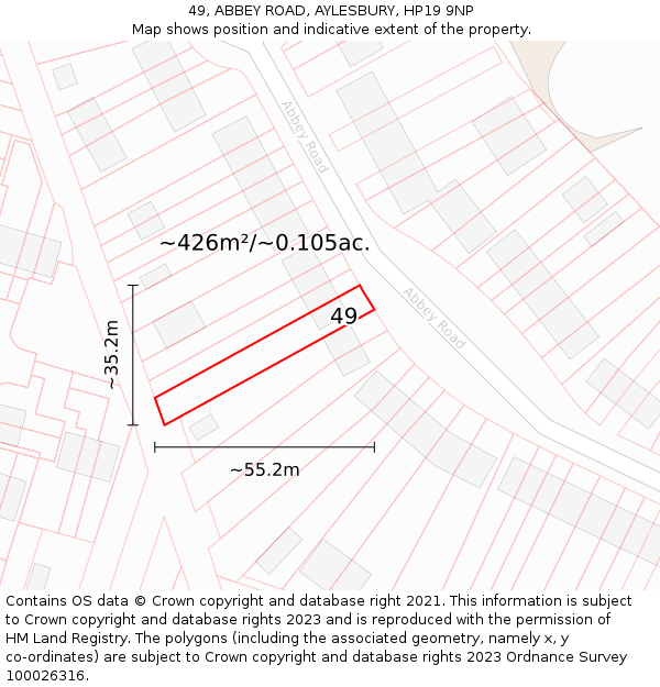 49, ABBEY ROAD, AYLESBURY, HP19 9NP: Plot and title map