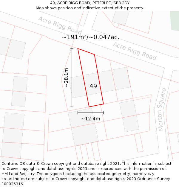 49, ACRE RIGG ROAD, PETERLEE, SR8 2DY: Plot and title map