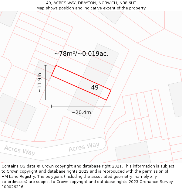 49, ACRES WAY, DRAYTON, NORWICH, NR8 6UT: Plot and title map