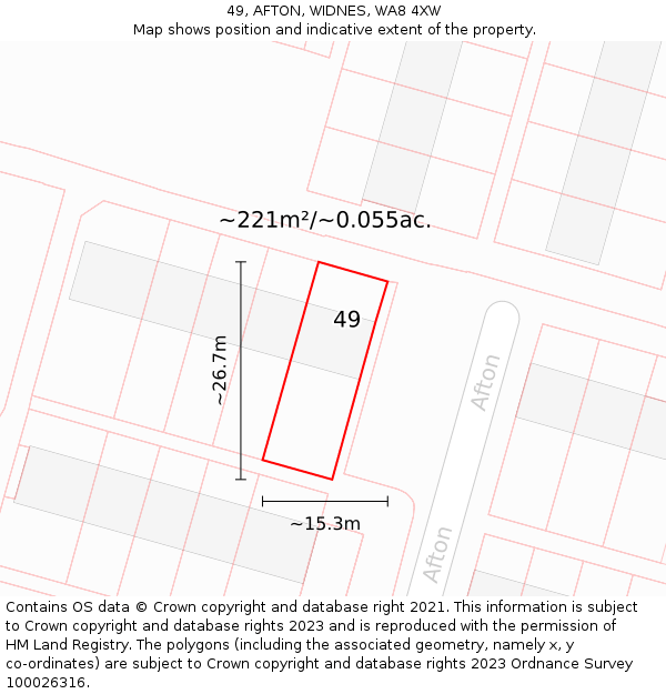 49, AFTON, WIDNES, WA8 4XW: Plot and title map