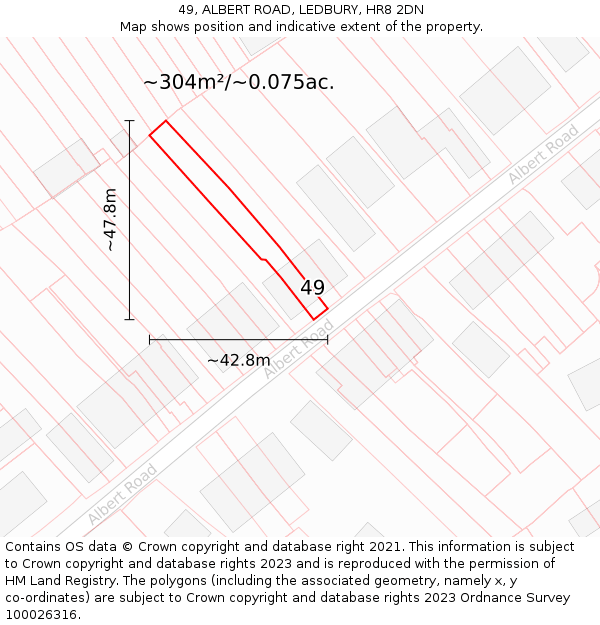 49, ALBERT ROAD, LEDBURY, HR8 2DN: Plot and title map