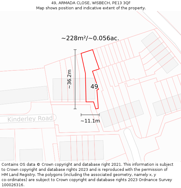 49, ARMADA CLOSE, WISBECH, PE13 3QF: Plot and title map