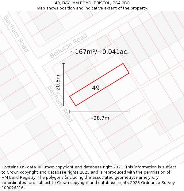 49, BAYHAM ROAD, BRISTOL, BS4 2DR: Plot and title map