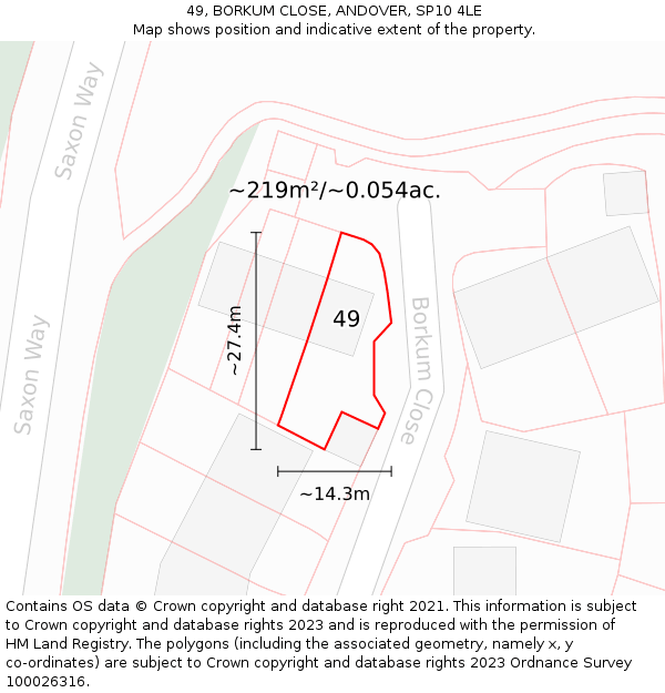 49, BORKUM CLOSE, ANDOVER, SP10 4LE: Plot and title map