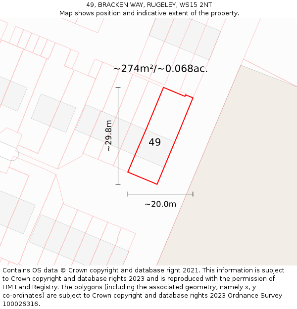 49, BRACKEN WAY, RUGELEY, WS15 2NT: Plot and title map