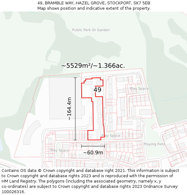 49, BRAMBLE WAY, HAZEL GROVE, STOCKPORT, SK7 5EB: Plot and title map
