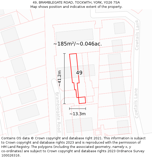 49, BRAMBLEGATE ROAD, TOCKWITH, YORK, YO26 7SA: Plot and title map