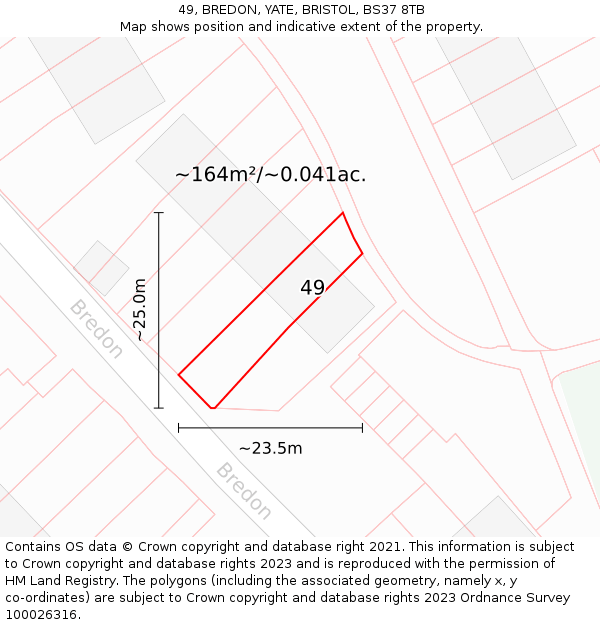 49, BREDON, YATE, BRISTOL, BS37 8TB: Plot and title map