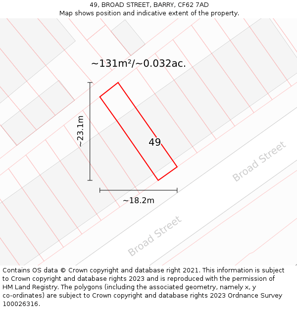 49, BROAD STREET, BARRY, CF62 7AD: Plot and title map