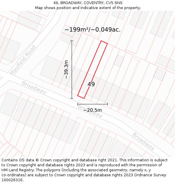 49, BROADWAY, COVENTRY, CV5 6NS: Plot and title map