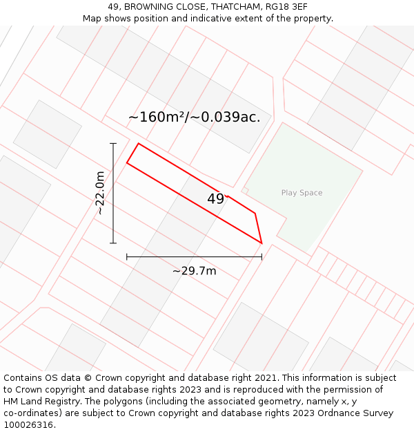 49, BROWNING CLOSE, THATCHAM, RG18 3EF: Plot and title map