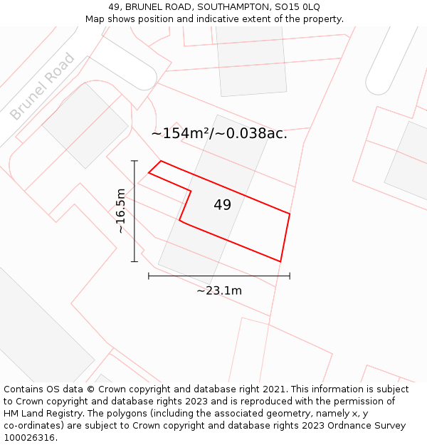49, BRUNEL ROAD, SOUTHAMPTON, SO15 0LQ: Plot and title map