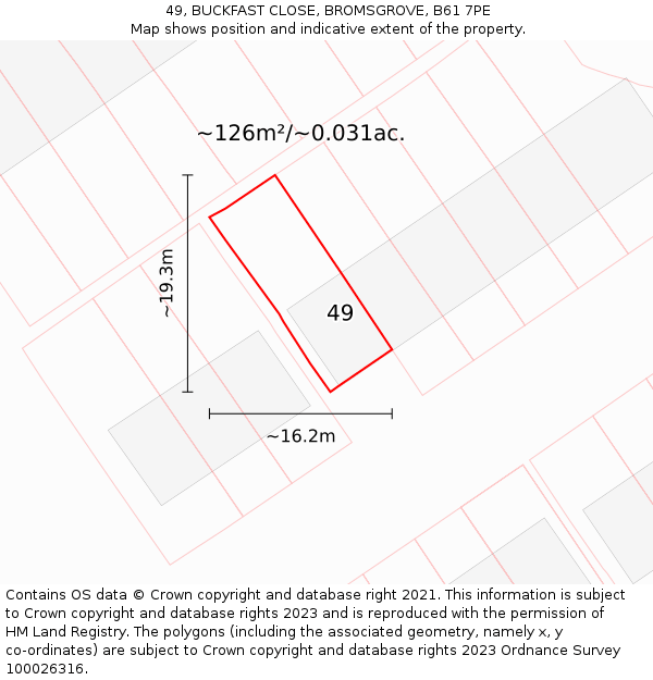 49, BUCKFAST CLOSE, BROMSGROVE, B61 7PE: Plot and title map