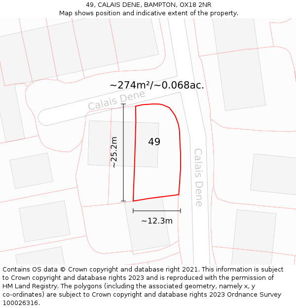 49, CALAIS DENE, BAMPTON, OX18 2NR: Plot and title map