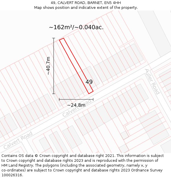 49, CALVERT ROAD, BARNET, EN5 4HH: Plot and title map