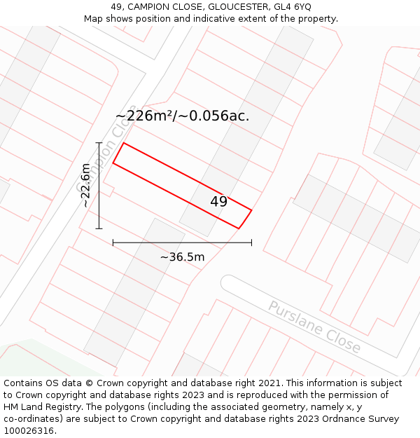 49, CAMPION CLOSE, GLOUCESTER, GL4 6YQ: Plot and title map