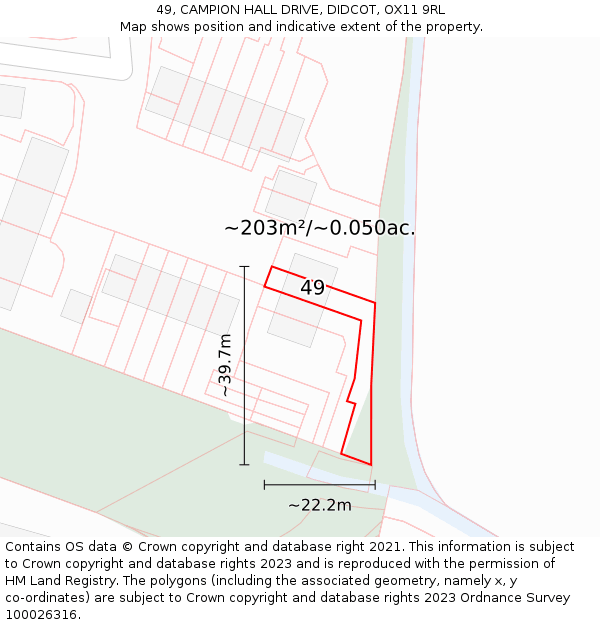 49, CAMPION HALL DRIVE, DIDCOT, OX11 9RL: Plot and title map