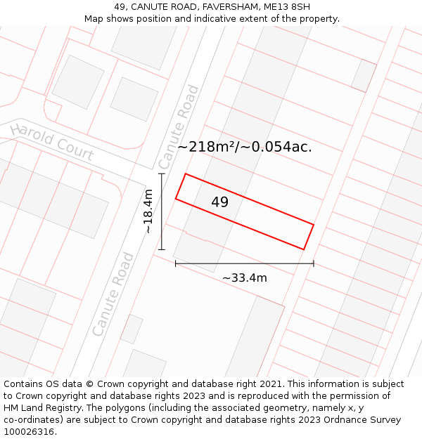 49, CANUTE ROAD, FAVERSHAM, ME13 8SH: Plot and title map