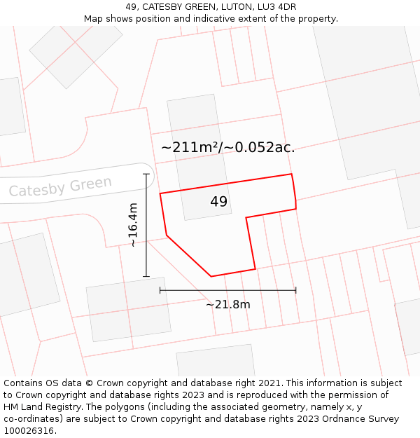49, CATESBY GREEN, LUTON, LU3 4DR: Plot and title map