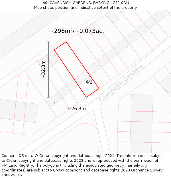 49, CAVENDISH GARDENS, BARKING, IG11 9DU: Plot and title map