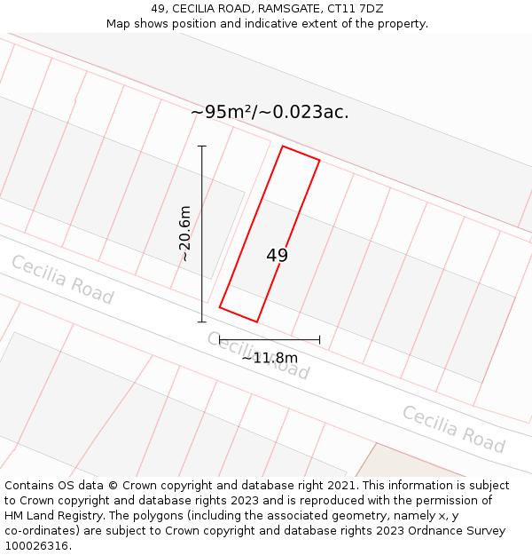 49, CECILIA ROAD, RAMSGATE, CT11 7DZ: Plot and title map