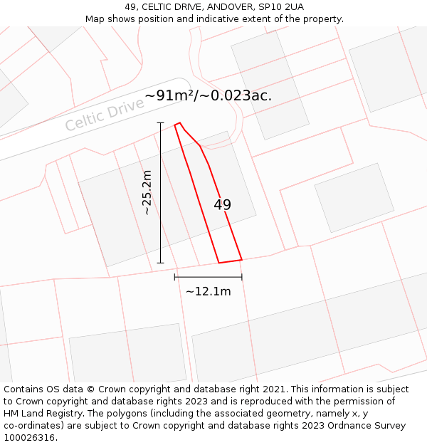 49, CELTIC DRIVE, ANDOVER, SP10 2UA: Plot and title map