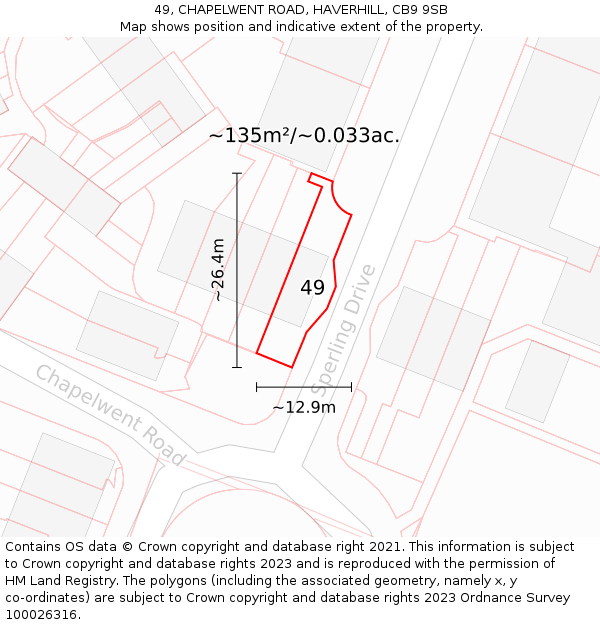 49, CHAPELWENT ROAD, HAVERHILL, CB9 9SB: Plot and title map