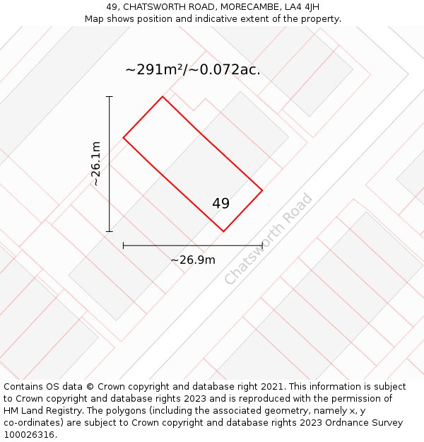 49, CHATSWORTH ROAD, MORECAMBE, LA4 4JH: Plot and title map