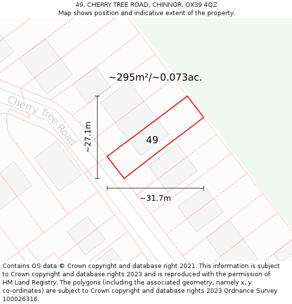 49, CHERRY TREE ROAD, CHINNOR, OX39 4QZ: Plot and title map