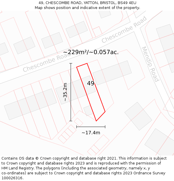 49, CHESCOMBE ROAD, YATTON, BRISTOL, BS49 4EU: Plot and title map