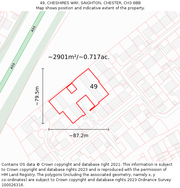 49, CHESHIRES WAY, SAIGHTON, CHESTER, CH3 6BB: Plot and title map