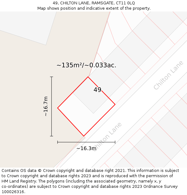 49, CHILTON LANE, RAMSGATE, CT11 0LQ: Plot and title map