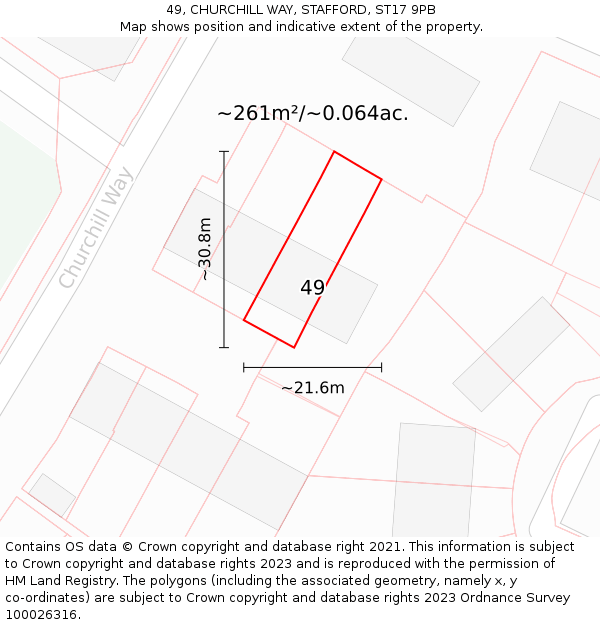 49, CHURCHILL WAY, STAFFORD, ST17 9PB: Plot and title map