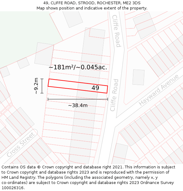 49, CLIFFE ROAD, STROOD, ROCHESTER, ME2 3DS: Plot and title map