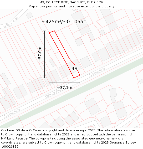 49, COLLEGE RIDE, BAGSHOT, GU19 5EW: Plot and title map