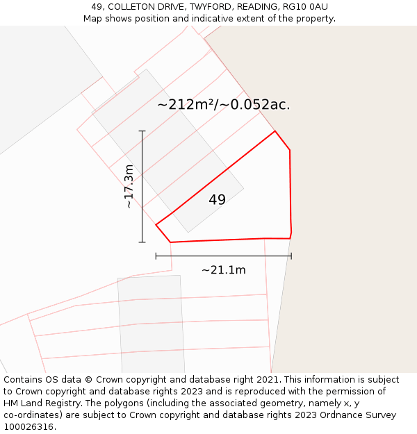 49, COLLETON DRIVE, TWYFORD, READING, RG10 0AU: Plot and title map