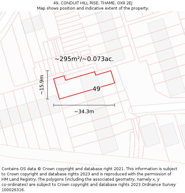 49, CONDUIT HILL RISE, THAME, OX9 2EJ: Plot and title map