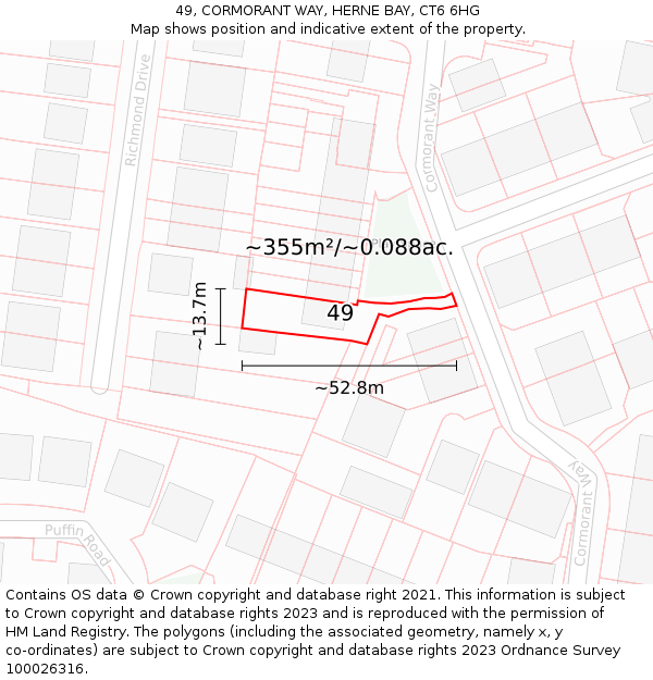 49, CORMORANT WAY, HERNE BAY, CT6 6HG: Plot and title map