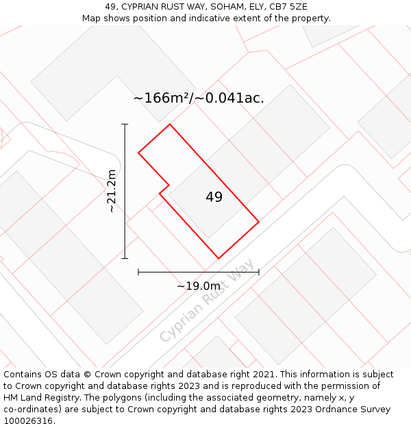 49, CYPRIAN RUST WAY, SOHAM, ELY, CB7 5ZE: Plot and title map