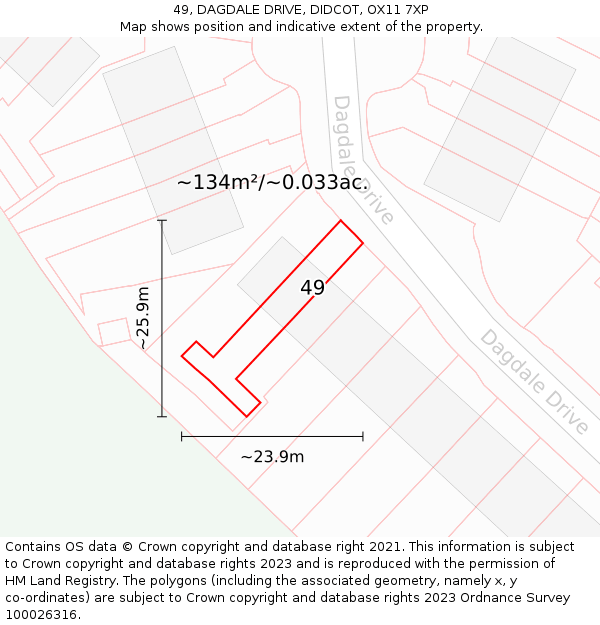 49, DAGDALE DRIVE, DIDCOT, OX11 7XP: Plot and title map