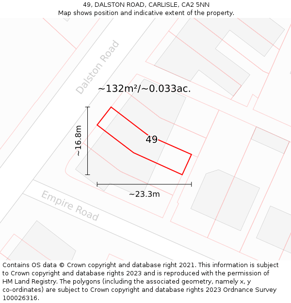 49, DALSTON ROAD, CARLISLE, CA2 5NN: Plot and title map