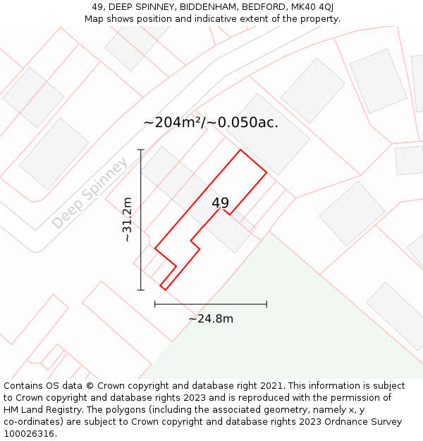 49, DEEP SPINNEY, BIDDENHAM, BEDFORD, MK40 4QJ: Plot and title map