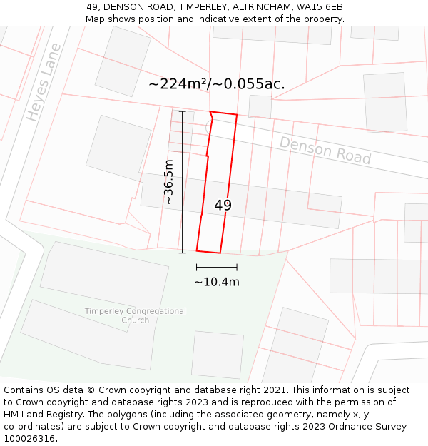 49, DENSON ROAD, TIMPERLEY, ALTRINCHAM, WA15 6EB: Plot and title map