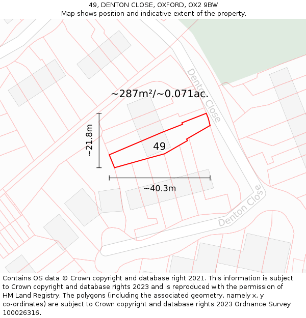 49, DENTON CLOSE, OXFORD, OX2 9BW: Plot and title map