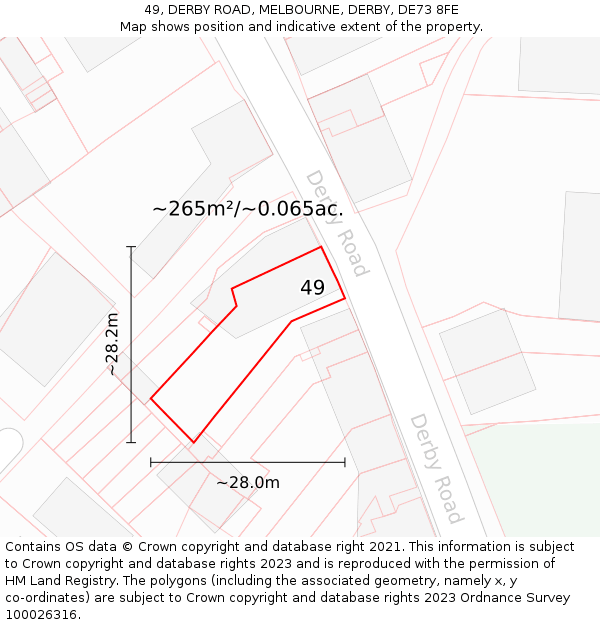 49, DERBY ROAD, MELBOURNE, DERBY, DE73 8FE: Plot and title map