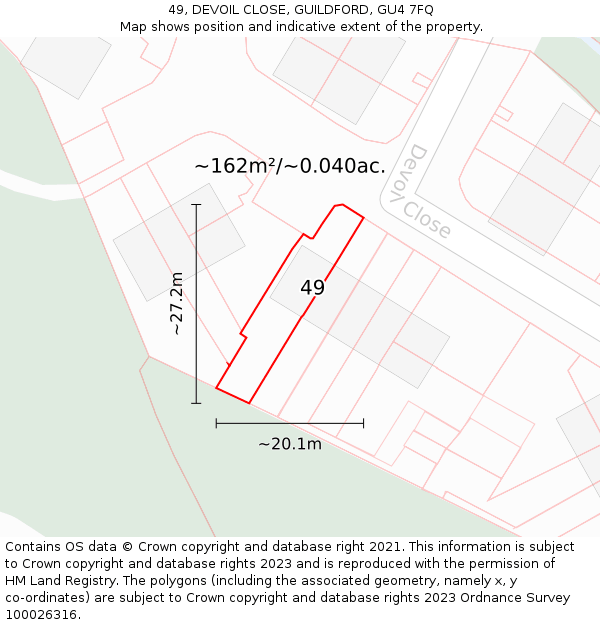 49, DEVOIL CLOSE, GUILDFORD, GU4 7FQ: Plot and title map
